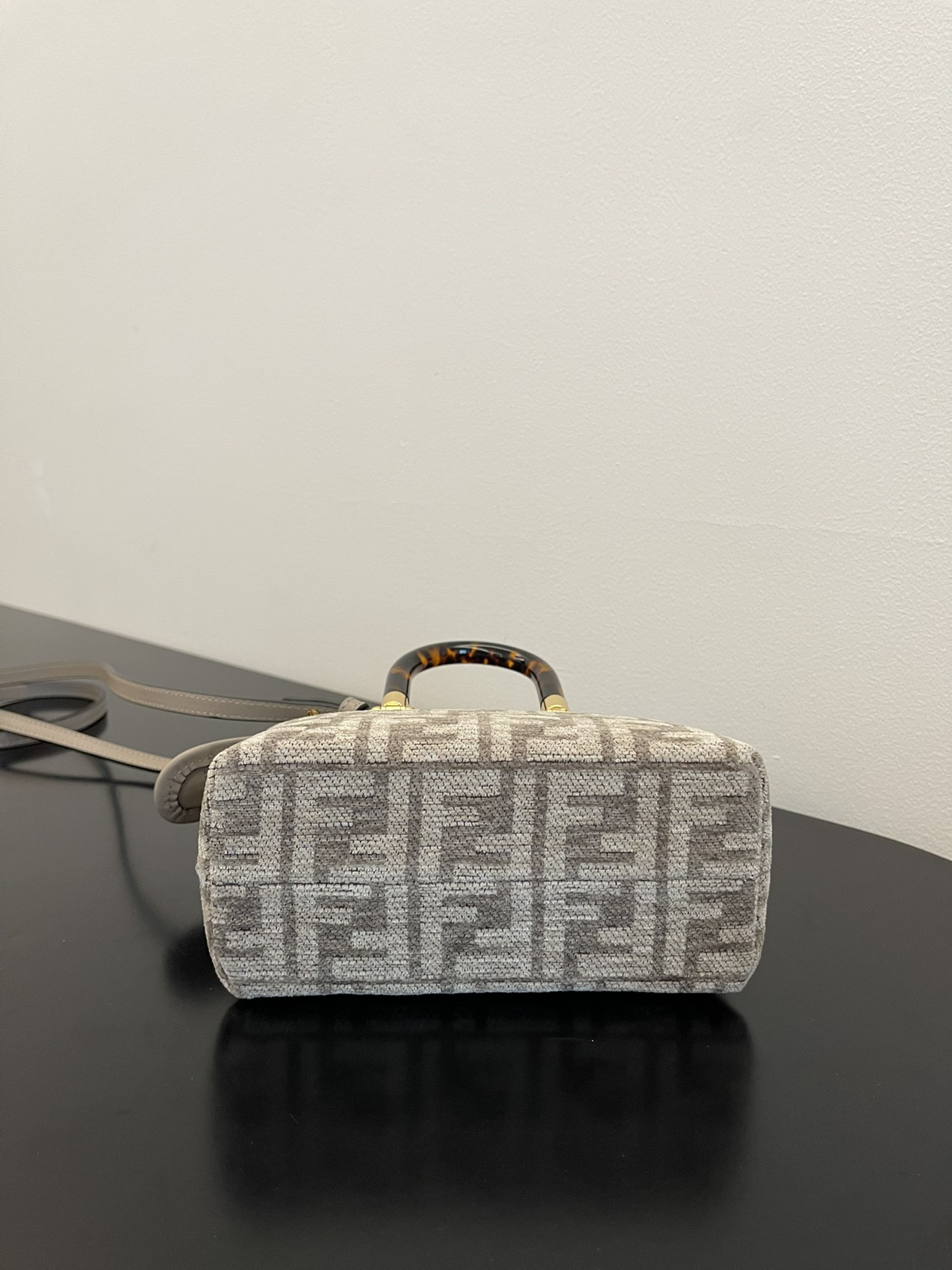 Fendi Mini By The Way FF Canvas Boston Shoulder Bag Grey